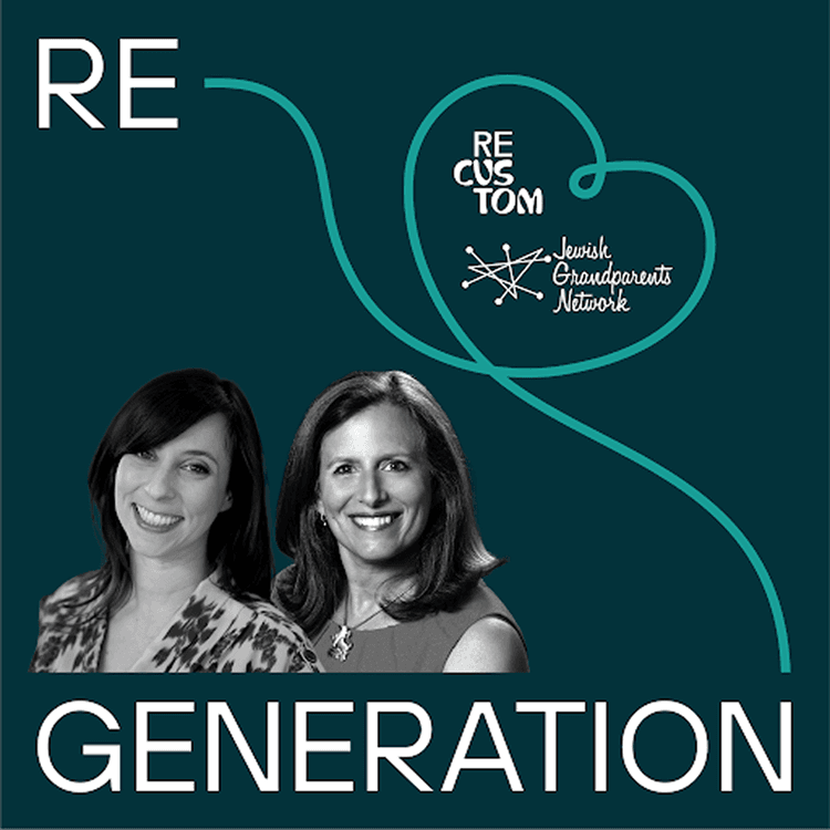 Regeneration podcast cover showing two hosts against a teal background with a heart-shaped line graphic